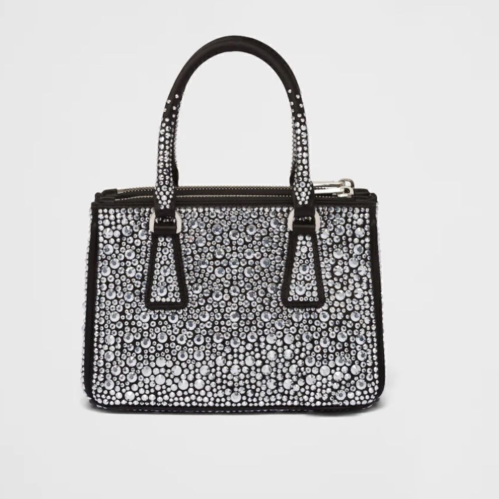 RARE PRADA Galleria satin mini-bag with crystals - Picture 4 of 9
